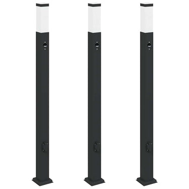 Vidaxl bolderverlichting met sensor en stopcontact 3 stuks 110 cm zwart ip44