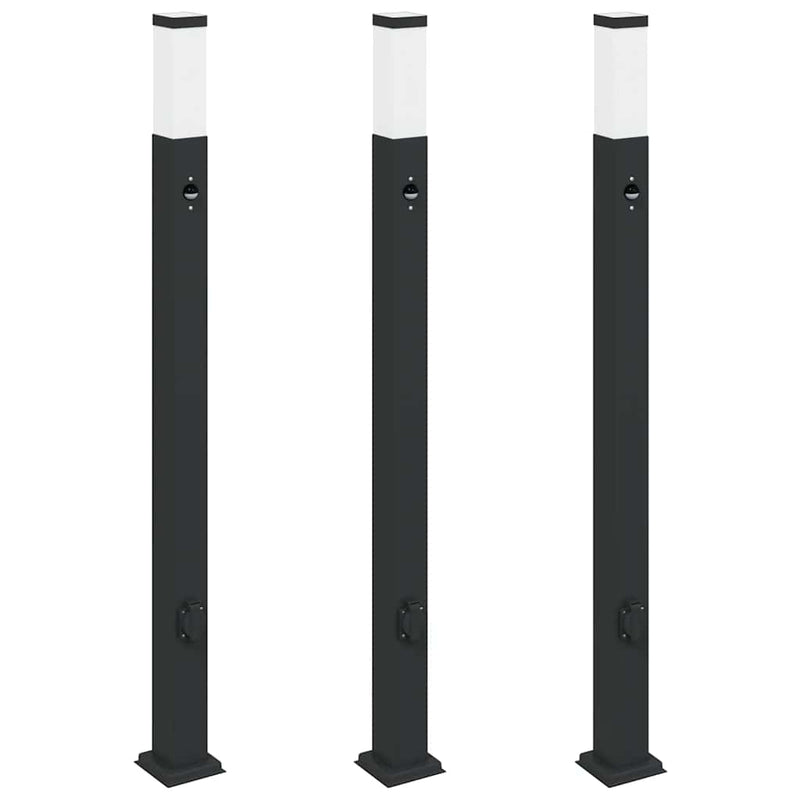 Load image into Gallery viewer, Vidaxl bolderverlichting met sensor en stopcontact 3 stuks 110 cm zwart ip44
