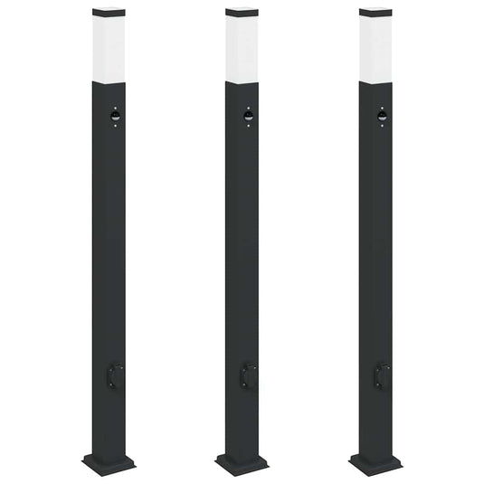 Vidaxl bolderverlichting met sensor en stopcontact 3 stuks 110 cm zwart ip44