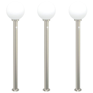 Vidaxl bolderverlichting met sensor 3 stuks 120 cm rvs ip44