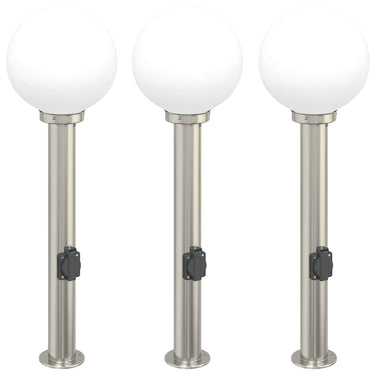 Vidaxl bolderverlichting met stopcontact 3 stuks 80 cm rvs ip44