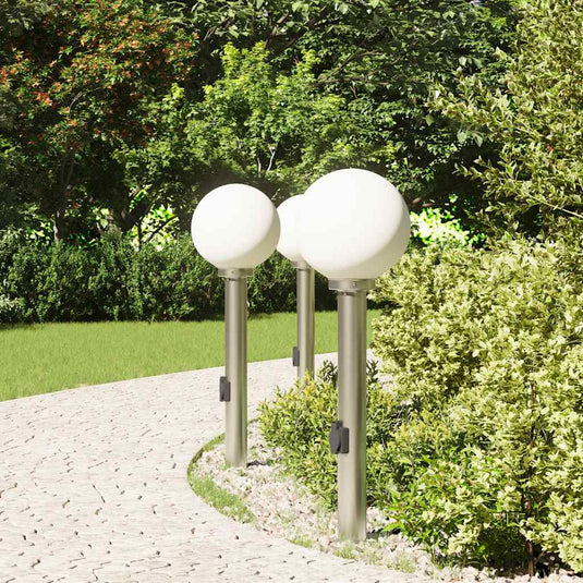 Vidaxl bolderverlichting met stopcontact 3 stuks 80 cm rvs ip44