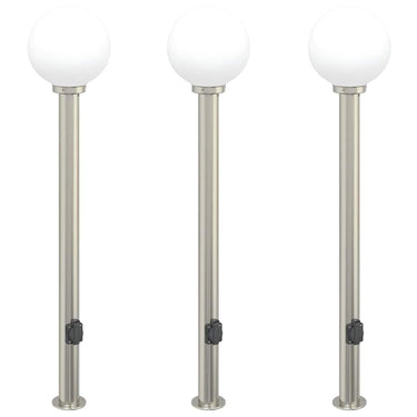 Vidaxl bolderverlichting met stopcontact 3 stuks 120 cm rvs ip44