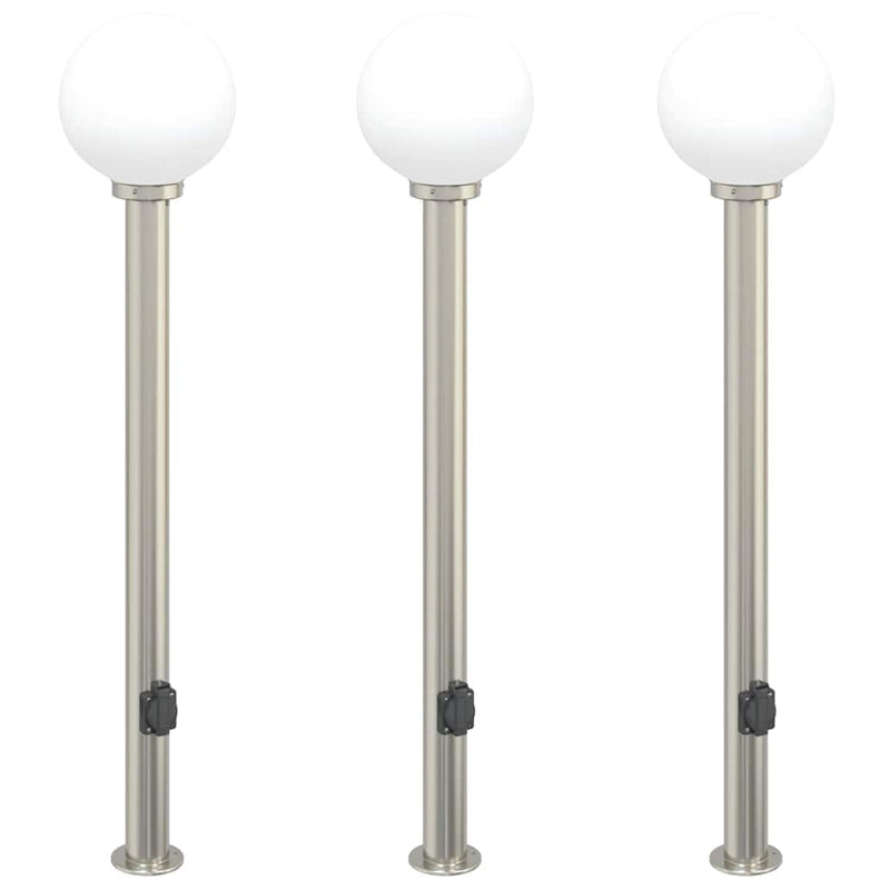 Load image into Gallery viewer, Vidaxl bolderverlichting met stopcontact 3 stuks 120 cm rvs ip44
