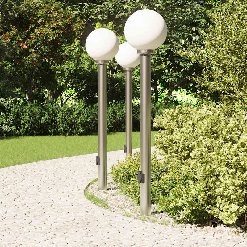 Load image into Gallery viewer, Vidaxl bolderverlichting met stopcontact 3 stuks 120 cm rvs ip44
