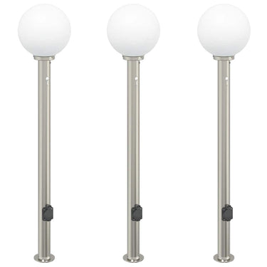 Vidaxl bolderverlichting met sensor en stopcontact 3 stuks 120 cm roestvrij staal ip44