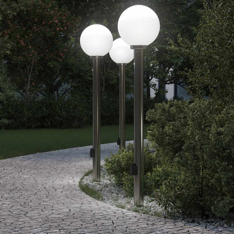 Load image into Gallery viewer, Vidaxl bolderverlichting met sensor en stopcontact 3 stuks 120 cm roestvrij staal ip44
