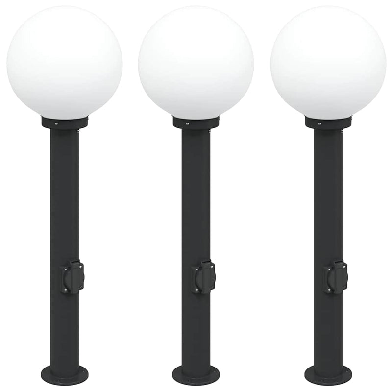 Load image into Gallery viewer, Vidaxl bolderverlichting met stopcontact 3 stuks 80 cm zwart ip44
