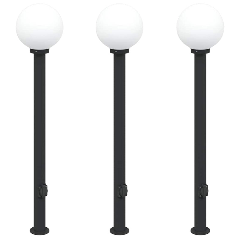 Load image into Gallery viewer, Vidaxl bolderverlichting met stopcontact 3 stuks 120 cm zwart ip44
