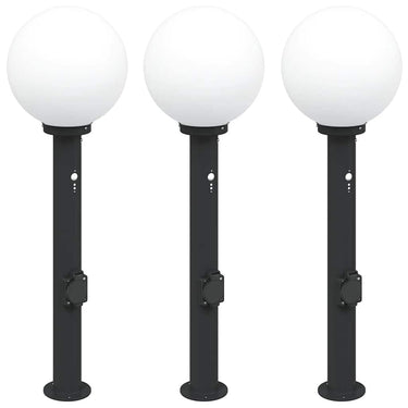 Vidaxl bolderverlichting met sensor en stopcontact 3 stuks 80 cm zwart ip44