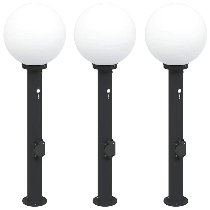 Load image into Gallery viewer, Vidaxl bolderverlichting met sensor en stopcontact 3 stuks 80 cm zwart ip44
