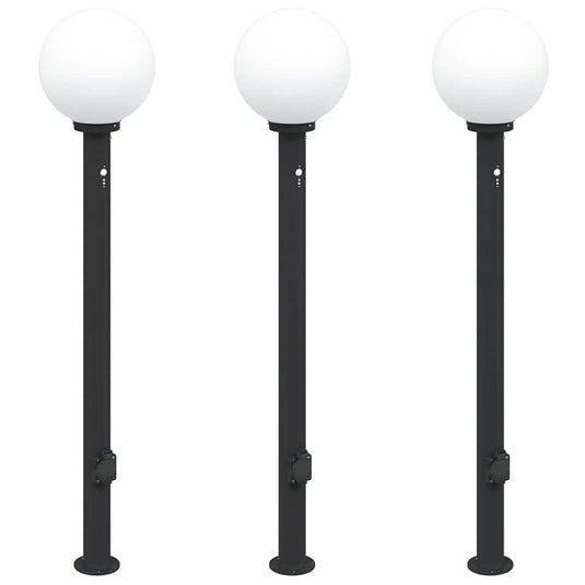 Vidaxl bolderverlichting met sensor en stopcontact 3 stuks 120cm zwart