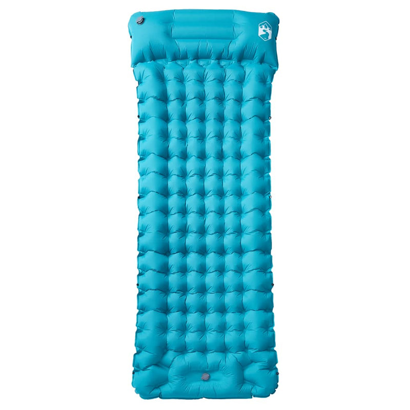 Load image into Gallery viewer, Vidaxl kampeermatras met kussen zelfopblazend 1-persoons blauw
