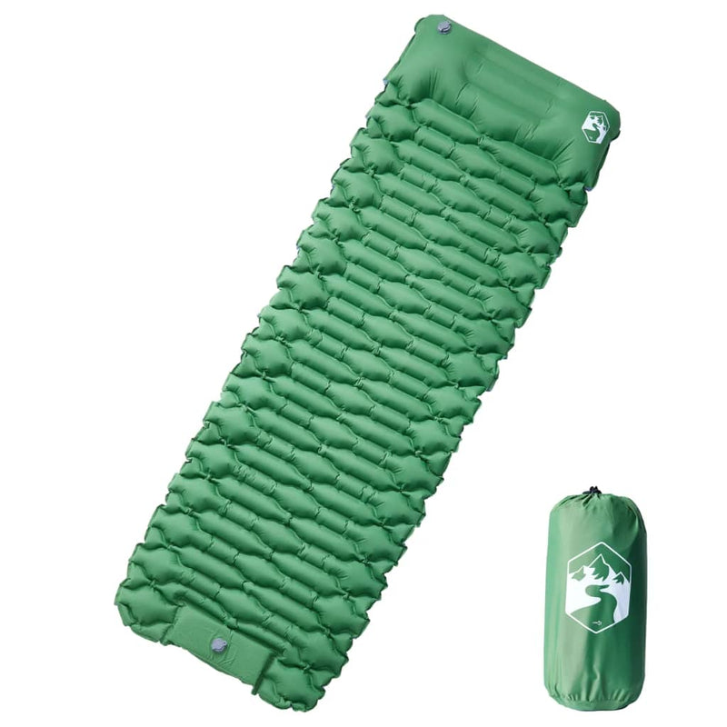 Load image into Gallery viewer, Vidaxl kampeermatras met kussen zelfopblazend 1-persoons groen
