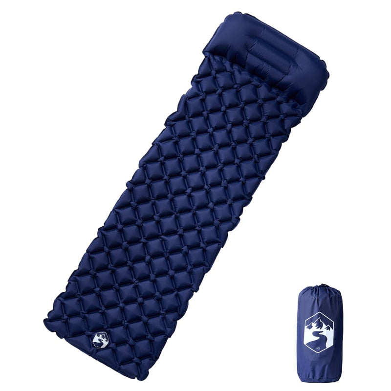 Load image into Gallery viewer, Vidaxl kampeermatras met kussen opblaasbaar 1-persoons marineblauw

