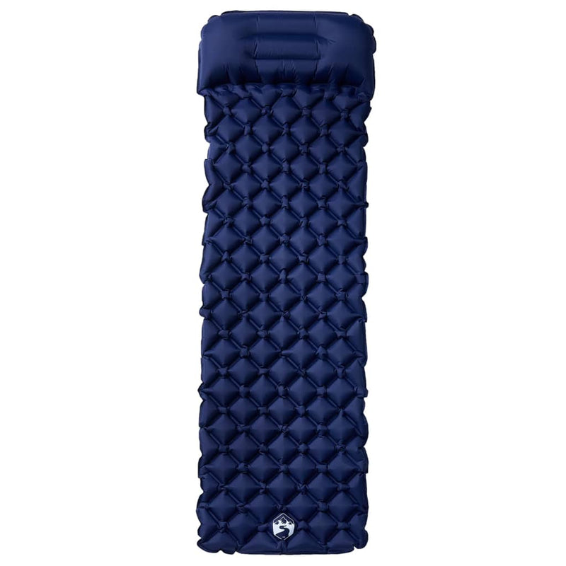 Load image into Gallery viewer, Vidaxl kampeermatras met kussen opblaasbaar 1-persoons marineblauw
