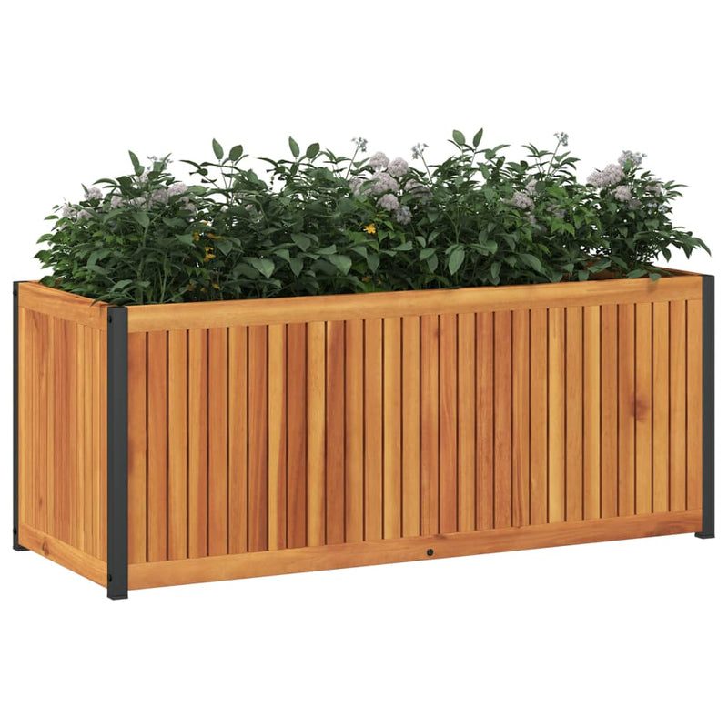 Load image into Gallery viewer, Vidaxl plantenbak 110x45x44 cm massief acaciahout en staal
