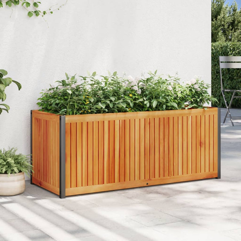 Load image into Gallery viewer, Vidaxl plantenbak 110x45x44 cm massief acaciahout en staal
