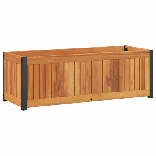 Vidaxl plantenbak 80x30x27,5 cm massief acaciahout en staal
