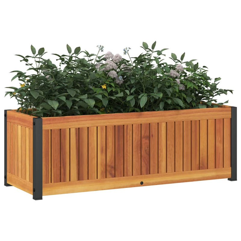 Load image into Gallery viewer, Vidaxl plantenbak 80x30x27,5 cm massief acaciahout en staal
