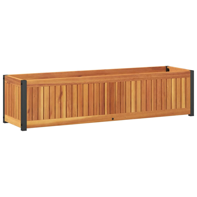 Load image into Gallery viewer, Vidaxl plantenbak 110x30x27,5 cm massief acaciahout en staal
