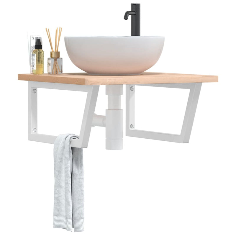 Load image into Gallery viewer, Vidaxl wandbeugels voor wasbak 2 st trapezium staal wit
