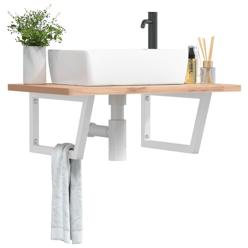 Load image into Gallery viewer, Vidaxl wandbeugels voor wasbak 2 st trapezium staal wit
