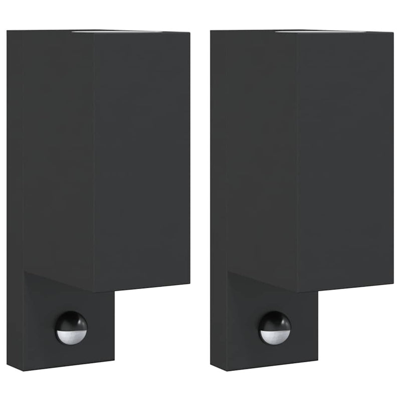 Load image into Gallery viewer, Vidaxl buitenwandlampen 2 st met sensors gegoten aluminium zwart
