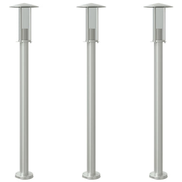 Vidaxl vloerlamp voor buiten 3 st 100 cm roestvrij staal zilverkleurig