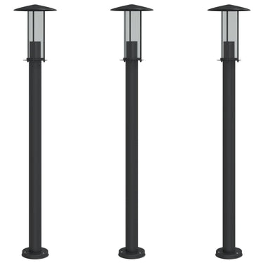 Vidaxl vloerlamp voor buiten 3 st 100 cm roestvrij staal zwart