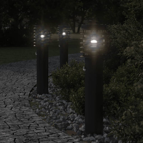 Vidaxl buitenvloerlampen 3 st met sensors roestvrijstaal zwart