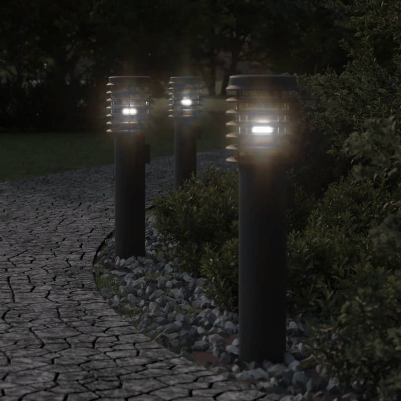 Load image into Gallery viewer, Vidaxl buitenvloerlampen 3 st stopcontact 60 cm roestvrijstaal zwart
