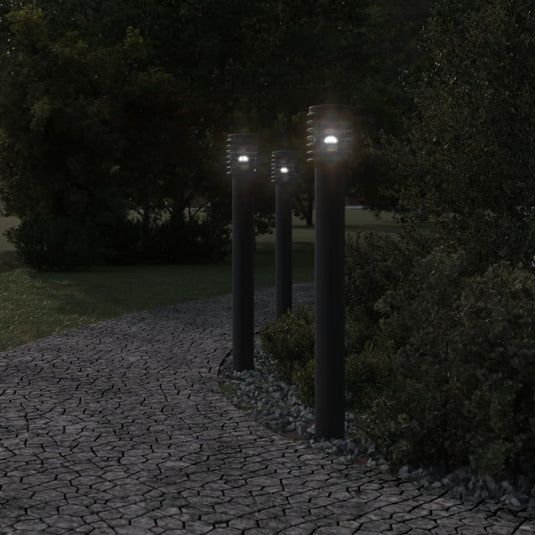 Vidaxl buitenvloerlamp met stopcontact 110 cm roestvrijstaal zwart