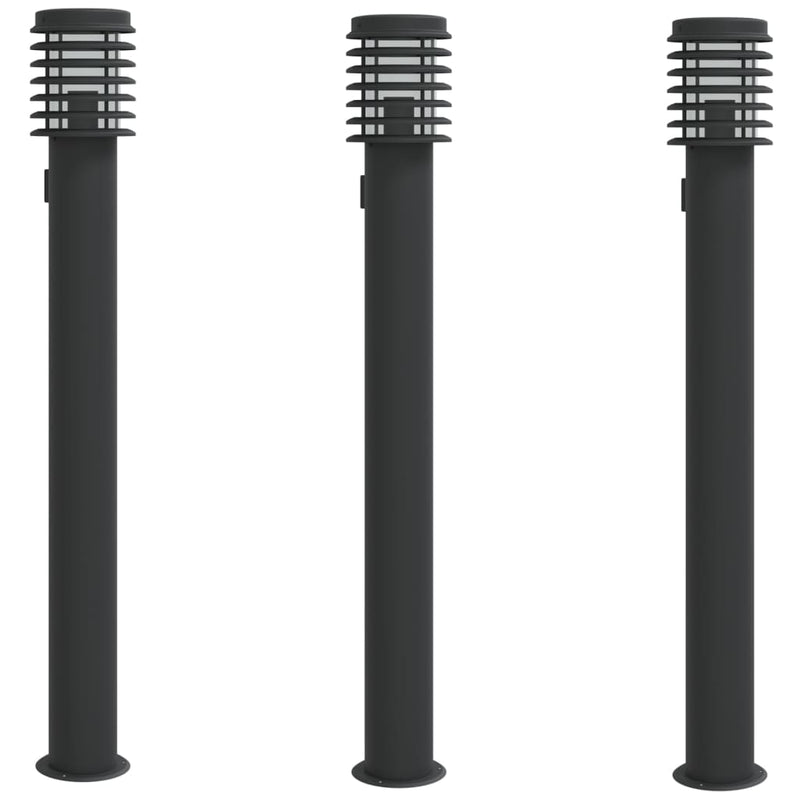 Load image into Gallery viewer, Vidaxl buitenvloerlampen 3 st stopcontact 110 cm roestvrijstaal zwart

