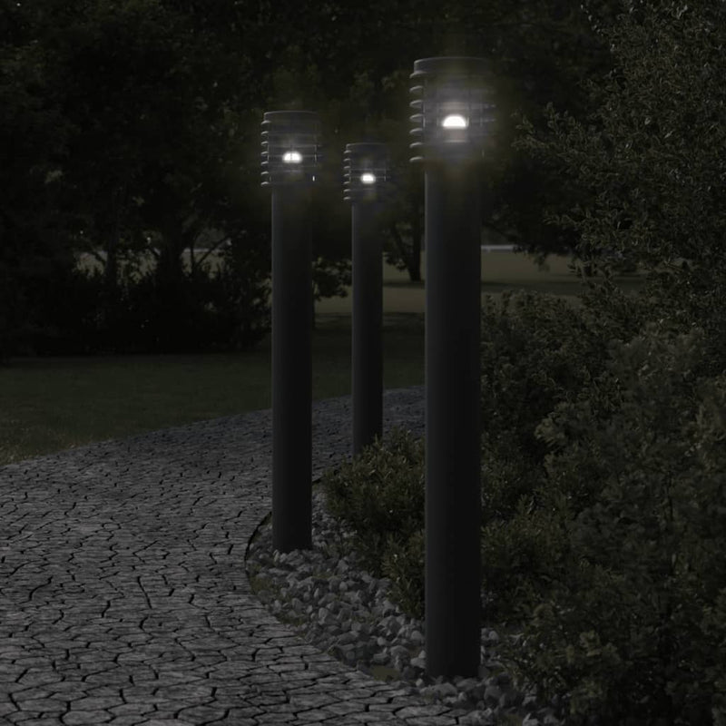 Load image into Gallery viewer, Vidaxl buitenvloerlampen 3 st stopcontact 110 cm roestvrijstaal zwart
