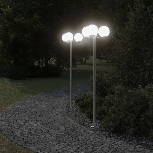 Vidaxl vloerlamp voor buiten 2 st 215 cm roestvrij staal zilverkleurig