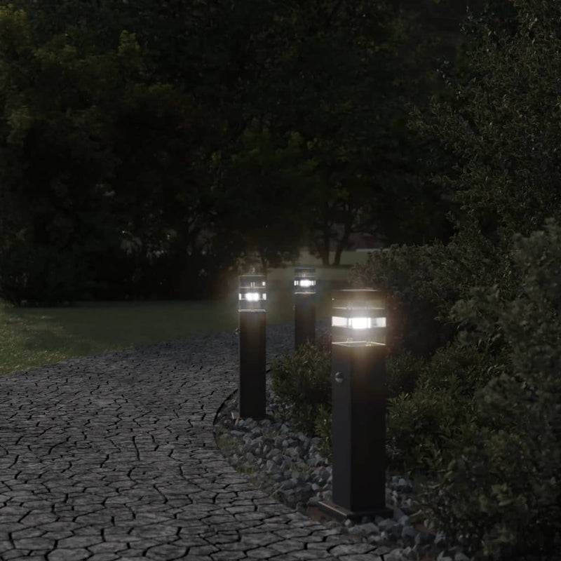 Load image into Gallery viewer, Vidaxl vloerlampen voor buiten 3 st met sensor 50 cm aluminium zwart
