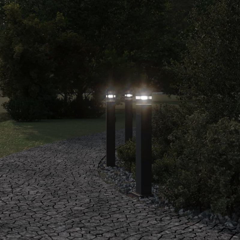 Load image into Gallery viewer, Vidaxl buitenvloerlampen 3 st met stopcontact 80 cm aluminium zwart
