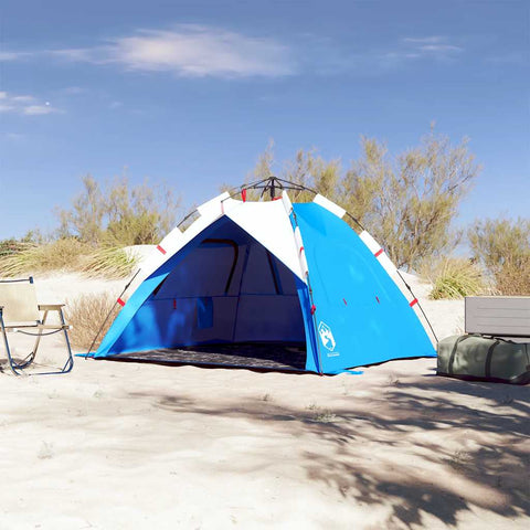 VidaXL Strandtent 3-persoons waterdicht snelontgrendeling azuurblauw