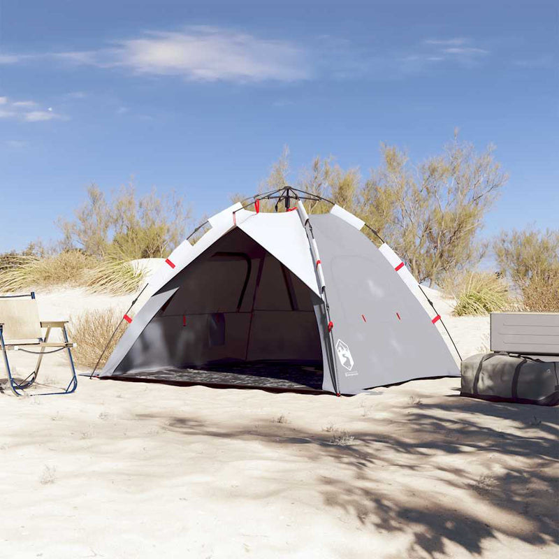Load image into Gallery viewer, Vidaxl strandtent 3-persoons waterdicht snelontgrendeling grijs

