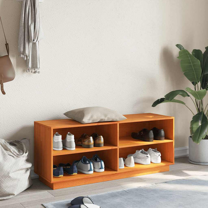 Load image into Gallery viewer, Vidaxl schoenenkast 110x34x45 cm massief grenenhout wasbruin
