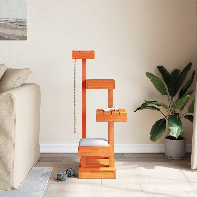 Load image into Gallery viewer, Vidaxl kattenmeubel 45,5x49x103 cm massief grenenhout wasbruin
