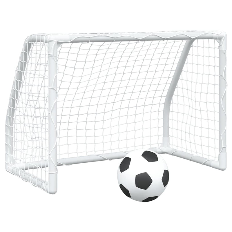 Load image into Gallery viewer, Vidaxl kindervoetbaldoelen 2 st met bal 64x35x48 cm metaal wit
