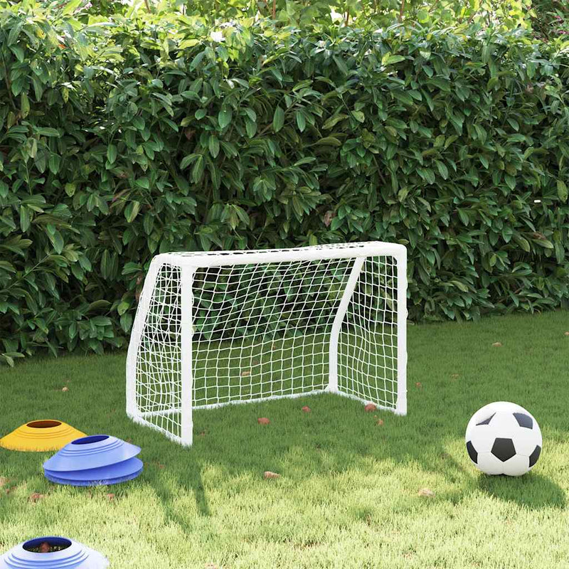 Load image into Gallery viewer, Vidaxl kindervoetbaldoelen 2 st met bal 64x35x48 cm metaal wit
