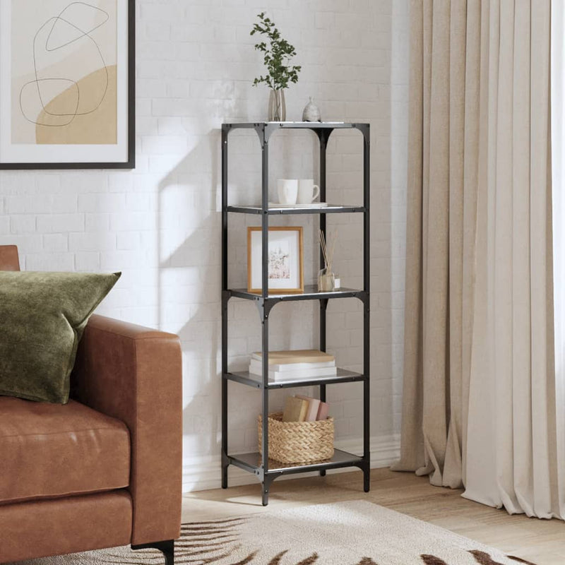 Load image into Gallery viewer, Vidaxl opbergrek met zwart glazen blad 40x30x123 cm staal
