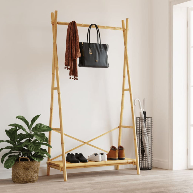 Load image into Gallery viewer, Vidaxl kledingrek met schap 102x50x190 cm bamboe
