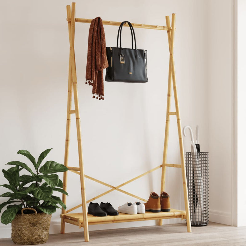 Load image into Gallery viewer, Vidaxl kledingrek met schap 102x50x190 cm bamboe
