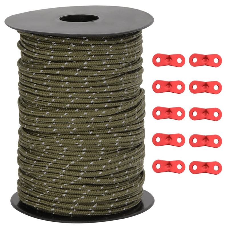 Load image into Gallery viewer, Vidaxl tentscheerlijn met reflecterende strips en spanners 50 m 3 mm
