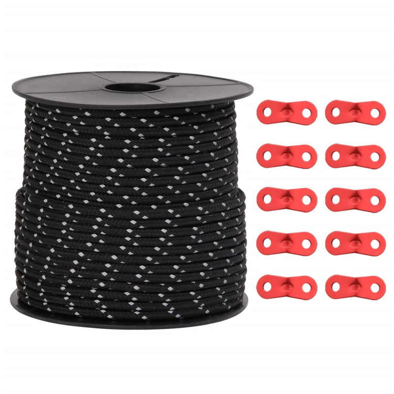 Load image into Gallery viewer, Vidaxl tentscheerlijn met reflecterende strips en spanners 50 m 4 mm
