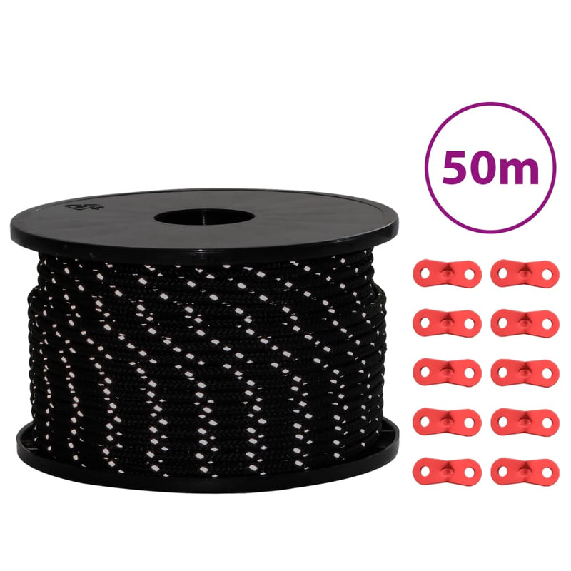 Load image into Gallery viewer, Vidaxl tentscheerlijn met reflecterende strips en spanners 50 m 5 mm
